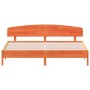 Estructura cama con cabecero madera pino marrón cera 200x200 cm de vidaXL, Camas y somieres - Ref: Foro24-3207196, Precio: 22...