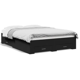 Cama con cajones madera de ingeniería negro 120x190 cm de vidaXL, Camas y somieres - Ref: Foro24-3280413, Precio: 165,33 €, D...