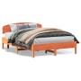 Estructura cama con cabecero madera pino marrón cera 140x200 cm de vidaXL, Camas y somieres - Ref: Foro24-3207212, Precio: 19...