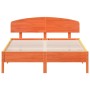 Estructura cama con cabecero madera pino marrón cera 140x200 cm de vidaXL, Camas y somieres - Ref: Foro24-3207212, Precio: 19...