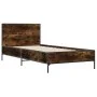 Engineered wood bed frame metal smoked oak 90x190 cm by vidaXL, Beds and slatted bases - Ref: Foro24-845564, Price: 69,61 €, ...