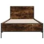 Engineered wood bed frame metal smoked oak 90x190 cm by vidaXL, Beds and slatted bases - Ref: Foro24-845564, Price: 69,61 €, ...