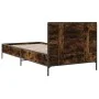 Engineered wood bed frame metal smoked oak 90x190 cm by vidaXL, Beds and slatted bases - Ref: Foro24-845564, Price: 69,61 €, ...