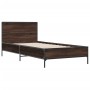Estructura cama madera ingeniería metal marrón roble 90x190 cm de vidaXL, Camas y somieres - Ref: Foro24-845566, Precio: 80,6...