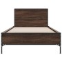 Estructura cama madera ingeniería metal marrón roble 90x190 cm de vidaXL, Camas y somieres - Ref: Foro24-845566, Precio: 80,6...