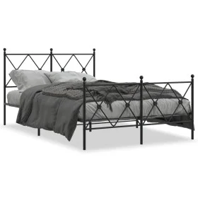 Estructura de cama con cabecero y pie metal negro 120x190 cm de vidaXL, Camas y somieres - Ref: Foro24-376517, Precio: 102,34...