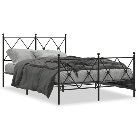 Estructura de cama con cabecero y pie metal negro 120x190 cm de vidaXL, Camas y somieres - Ref: Foro24-376517, Precio: 103,67...
