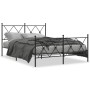Estructura de cama cabecero y estribo metal negro 140x190 cm de vidaXL, Camas y somieres - Ref: Foro24-376520, Precio: 160,95...