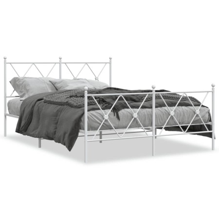 Estructura cama metal cabecero y estribo blanco 140x190 cm de vidaXL, Camas y somieres - Ref: Foro24-376569, Precio: 105,60 €...