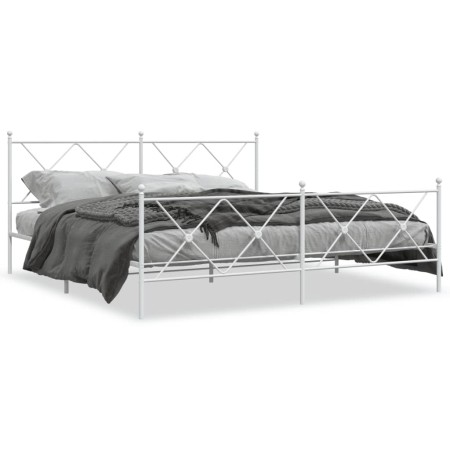 Estructura cama metal con cabecero y pie cama blanco 183x213 cm de vidaXL, Camas y somieres - Ref: Foro24-376574, Precio: 132...