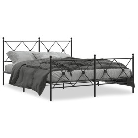 Estructura de cama cabecero y estribo metal negro 150x200 cm de vidaXL, Camas y somieres - Ref: Foro24-376522, Precio: 132,77...