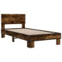 Estructura cama madera ingeniería metal roble ahumado 90x200 cm de vidaXL, Camas y somieres - Ref: Foro24-845809, Precio: 90,...