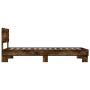 Estructura cama madera ingeniería metal roble ahumado 90x200 cm de vidaXL, Camas y somieres - Ref: Foro24-845809, Precio: 90,...