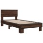 Estructura cama madera ingeniería metal roble marrón 75x190 cm de vidaXL, Camas y somieres - Ref: Foro24-845816, Precio: 97,9...