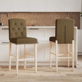 Hohe Hocker, 2 Stück, massives Gummiholz und Stoff von vidaXL, Küchenhocker - Ref: Foro24-4006206, Preis: 117,18 €, Rabatt: %