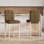 Taburetes altos 2 uds madera maciza de caucho y tela de vidaXL, Taburetes de cocina - Ref: Foro24-4006206, Precio: 117,89 €, ...