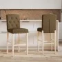 Taburetes altos 2 uds madera maciza de caucho y tela de vidaXL, Taburetes de cocina - Ref: Foro24-4006206, Precio: 117,18 €, ...