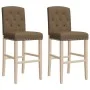 Taburetes altos 2 uds madera maciza de caucho y tela de vidaXL, Taburetes de cocina - Ref: Foro24-4006206, Precio: 117,18 €, ...