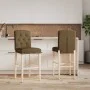 Taburetes altos 2 uds madera maciza de caucho y tela de vidaXL, Taburetes de cocina - Ref: Foro24-4006206, Precio: 117,18 €, ...