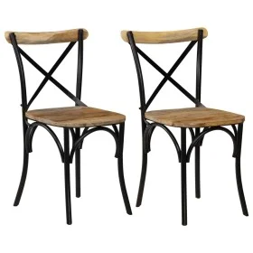 Sillas con respaldo cruzado 2 uds madera maciza de mango negro de vidaXL, Sillas de comedor - Ref: Foro24-247316, Precio: 271...