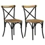 Stühle mit gekreuzter Rückenlehne 2 Stk. massives Mangoholz schwarz von vidaXL, Essstühle - Ref: Foro24-247316, Preis: 271,52...