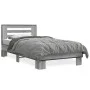 Sonoma gray metal engineered wood bed frame 90x200 cm by vidaXL, Beds and slatted bases - Ref: Foro24-845655, Price: 93,88 €,...