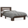 Estructura cama madera ingeniería metal marrón roble 90x190 cm de vidaXL, Camas y somieres - Ref: Foro24-846088, Precio: 109,...