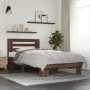 Estructura cama madera ingeniería metal marrón roble 90x190 cm de vidaXL, Camas y somieres - Ref: Foro24-846088, Precio: 109,...