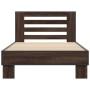 Estructura cama madera ingeniería metal marrón roble 90x190 cm de vidaXL, Camas y somieres - Ref: Foro24-846088, Precio: 109,...