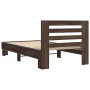 Estructura cama madera ingeniería metal marrón roble 90x190 cm de vidaXL, Camas y somieres - Ref: Foro24-846088, Precio: 109,...
