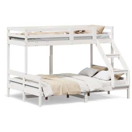 Litera de madera maciza de pino blanco 80x200/140x200 cm de vidaXL, Camas y somieres - Ref: Foro24-3207182, Precio: 377,44 €,...