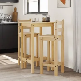 Set de mesa alta y taburetes de bar 3 pzas madera maciza pino de vidaXL, muebles para cocinas y comedores - Ref: Foro24-40056...