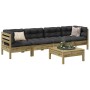 Set de sofás jardín 5 pzas con cojines madera pino impregnada de vidaXL, Conjuntos de jardín - Ref: Foro24-3299285, Precio: 3...
