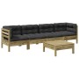 Set de sofás jardín 5 pzas con cojines madera pino impregnada de vidaXL, Conjuntos de jardín - Ref: Foro24-3299285, Precio: 3...