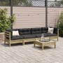 Set de sofás jardín 5 pzas con cojines madera pino impregnada de vidaXL, Conjuntos de jardín - Ref: Foro24-3299285, Precio: 3...
