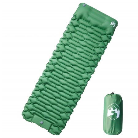Colchón de camping autoinflable con almohada 1 persona verde de vidaXL, Colchones de aire - Ref: Foro24-4007106, Precio: 41,6...