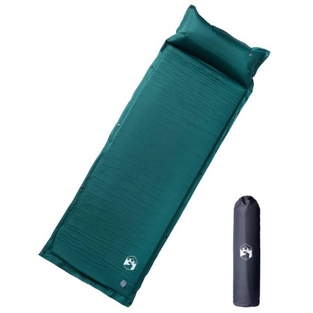 Colchón de camping autoinflable con almohada 1 persona verde de vidaXL, Colchones de aire - Ref: Foro24-4007131, Precio: 50,9...