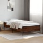 Estructura cama madera ingeniería metal roble marrón 75x190 cm de vidaXL, Camas y somieres - Ref: Foro24-844995, Precio: 74,4...