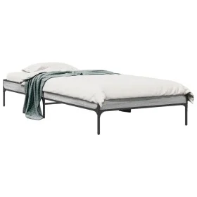 Sonoma gray metal engineered wood bed frame 90x190 cm by vidaXL, Beds and slatted bases - Ref: Foro24-845054, Price: 62,04 €,...