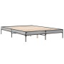 Estructura cama madera ingeniería metal gris Sonoma 150x200 cm de vidaXL, Camas y somieres - Ref: Foro24-845014, Precio: 92,6...