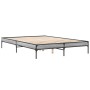 Estructura cama madera ingeniería metal gris Sonoma 150x200 cm de vidaXL, Camas y somieres - Ref: Foro24-845014, Precio: 92,6...