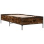 Estructura cama madera ingeniería metal roble ahumado 90x190 cm de vidaXL, Camas y somieres - Ref: Foro24-844988, Precio: 74,...
