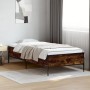 Estructura cama madera ingeniería metal roble ahumado 90x190 cm de vidaXL, Camas y somieres - Ref: Foro24-844988, Precio: 74,...