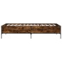 Estructura cama madera ingeniería metal roble ahumado 90x190 cm de vidaXL, Camas y somieres - Ref: Foro24-844988, Precio: 74,...