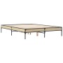 Estructura cama madera ingeniería metal roble Sonoma 140x190 cm de vidaXL, Camas y somieres - Ref: Foro24-845037, Precio: 106...