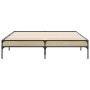 Estructura cama madera ingeniería metal roble Sonoma 140x190 cm de vidaXL, Camas y somieres - Ref: Foro24-845037, Precio: 106...