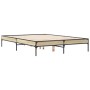 Estructura cama madera ingeniería metal roble Sonoma 140x190 cm de vidaXL, Camas y somieres - Ref: Foro24-845037, Precio: 106...
