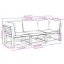 Set de muebles para jardín 3 piezas con cojines madera acacia de vidaXL, Sofás modulares de exterior - Ref: Foro24-3214291, P...
