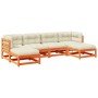 Set de sofás jardín 6 pzas con cojines madera pino marrón cera de vidaXL, Conjuntos de jardín - Ref: Foro24-3295819, Precio: ...