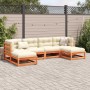 Set de sofás jardín 6 pzas con cojines madera pino marrón cera de vidaXL, Conjuntos de jardín - Ref: Foro24-3295819, Precio: ...